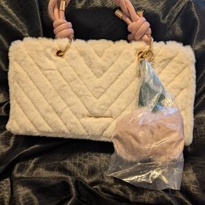 Aldo Soft Cream and Pink Quilted Shoulder Bag